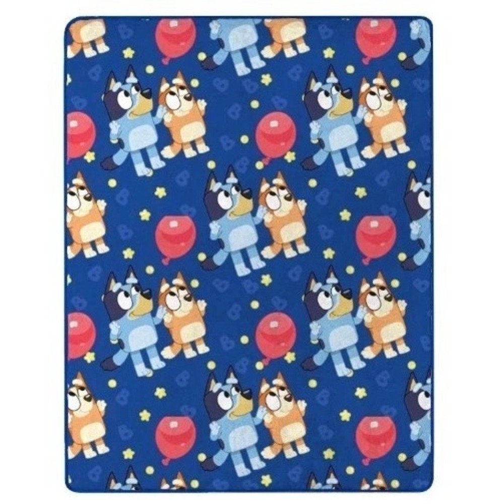 BLUEY Silky Soft‎ TRAVEL BLANKET Throw 46"X 60" Bluey B Is For Balloon Brand New